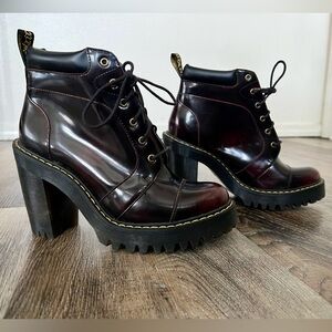 Dr.Martens Averil Arcadia Leather Cherry Ankle Heeled Boots